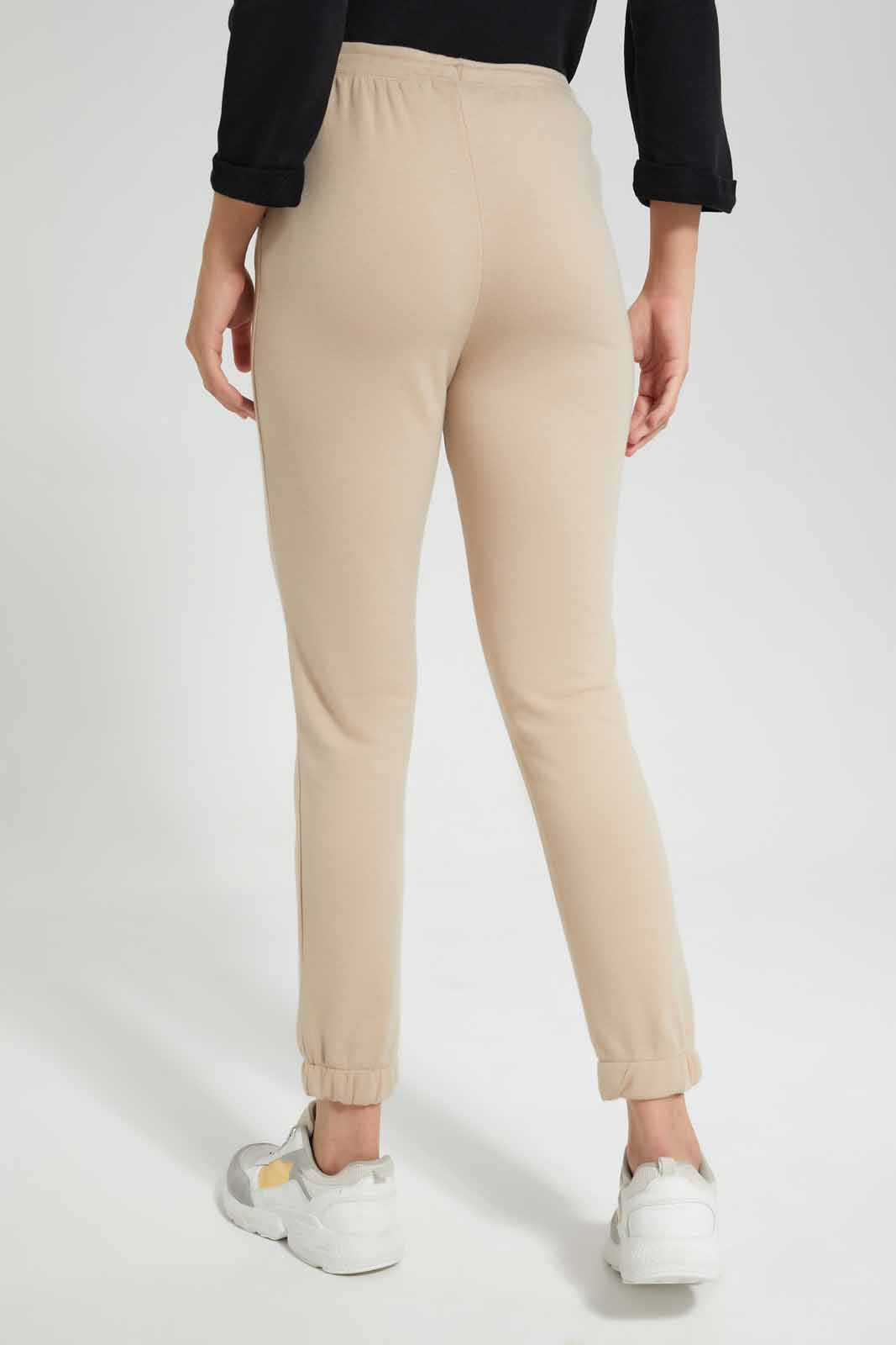 Redtag-Beige-High-Waisted-Jogger-Category:Joggers,-Colour:Beige,-Deals:New-In,-Filter:Women's-Clothing,-New-In-Women,-Non-Sale,-S22D,-Section:Women,-Women-Joggers-Women's-