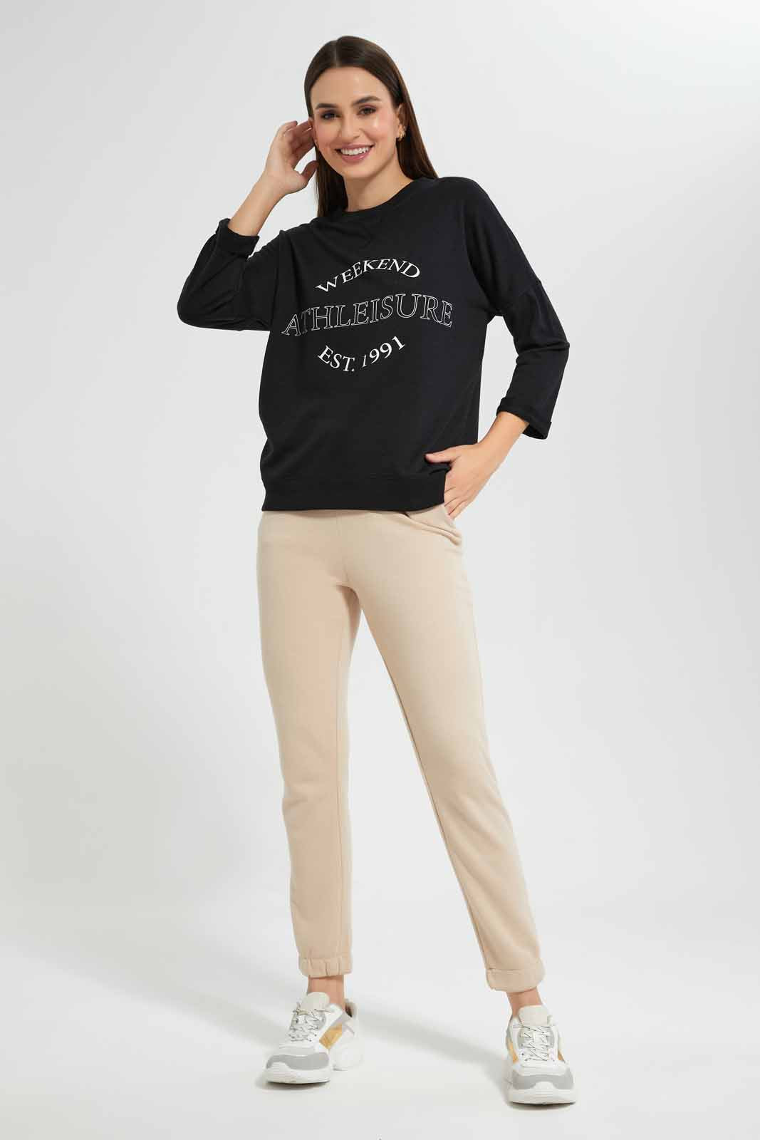 Redtag-Beige-High-Waisted-Jogger-Category:Joggers,-Colour:Beige,-Deals:New-In,-Filter:Women's-Clothing,-New-In-Women,-Non-Sale,-S22D,-Section:Women,-Women-Joggers-Women's-