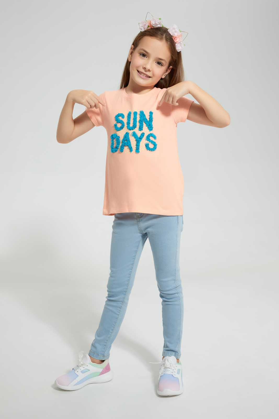 Peach Embellished T-Shirt