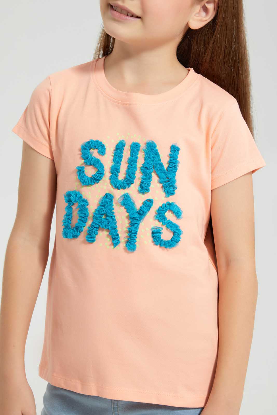 Peach Embellished T-Shirt
