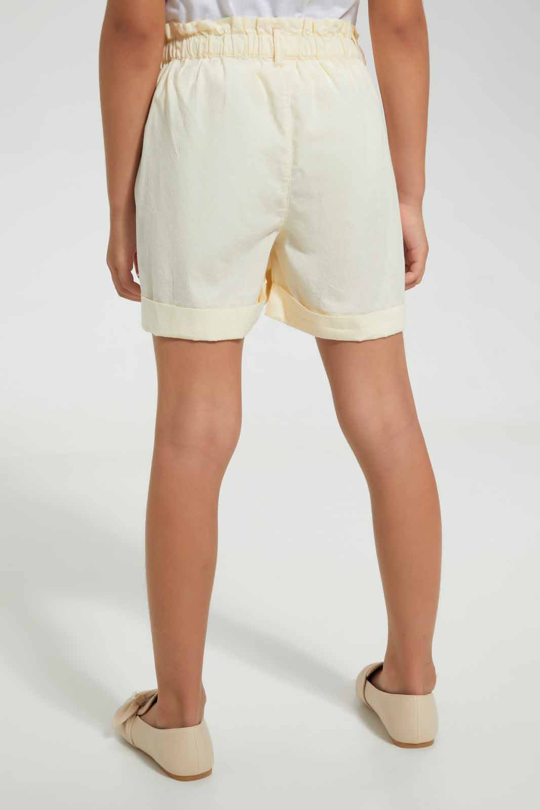 Redtag-Beige-Girls-Short-Casual-Shorts-Girls-2 to 8 Years