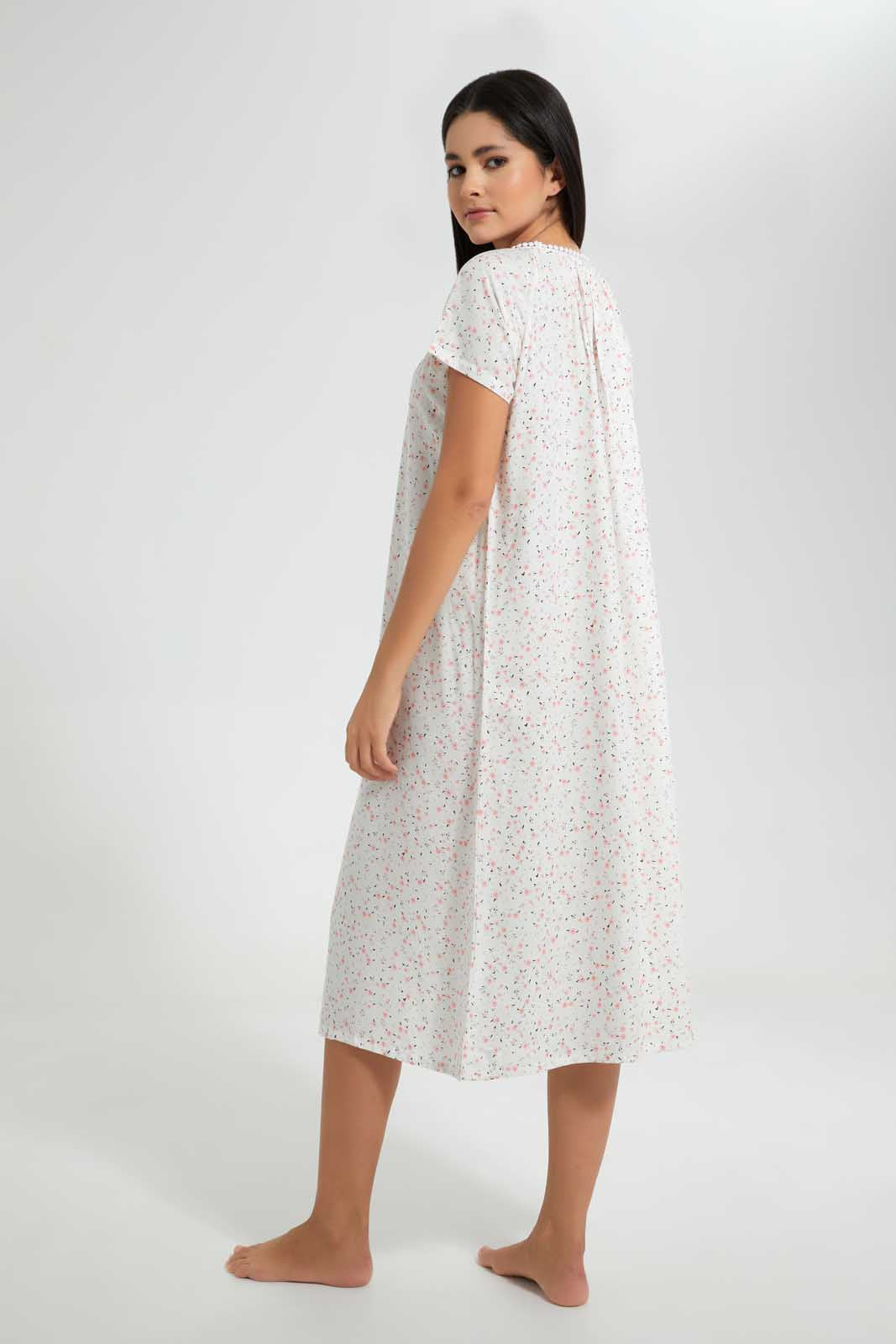 Redtag-Ivory-Floral-Printed-Nightgown-Nightgowns-Women's-
