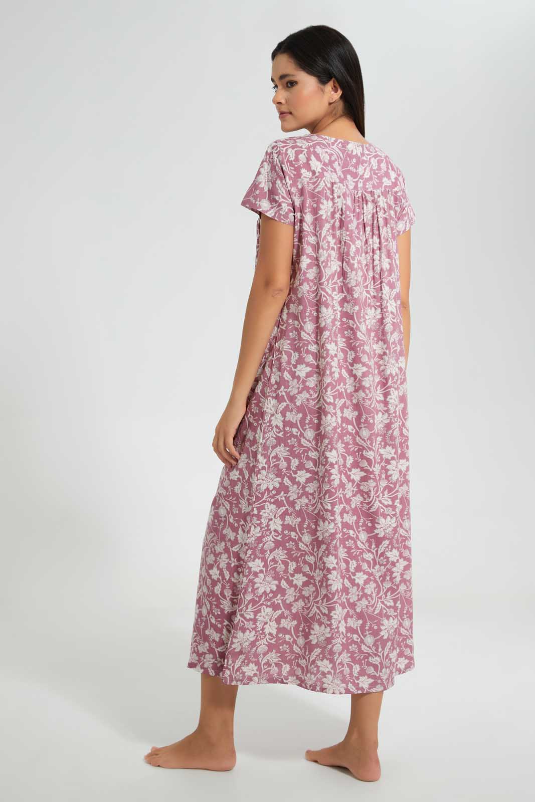 Redtag-Pale-Blue-Floral-Printed-Nightgown-Nightgowns-Women's-