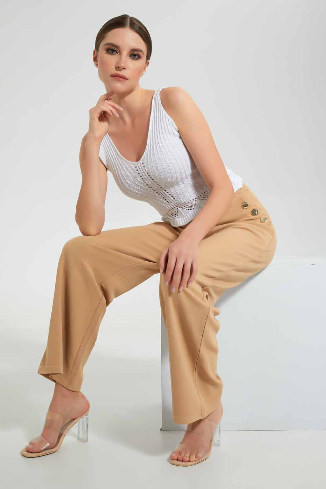 White Sleeveless Flat Knit Top