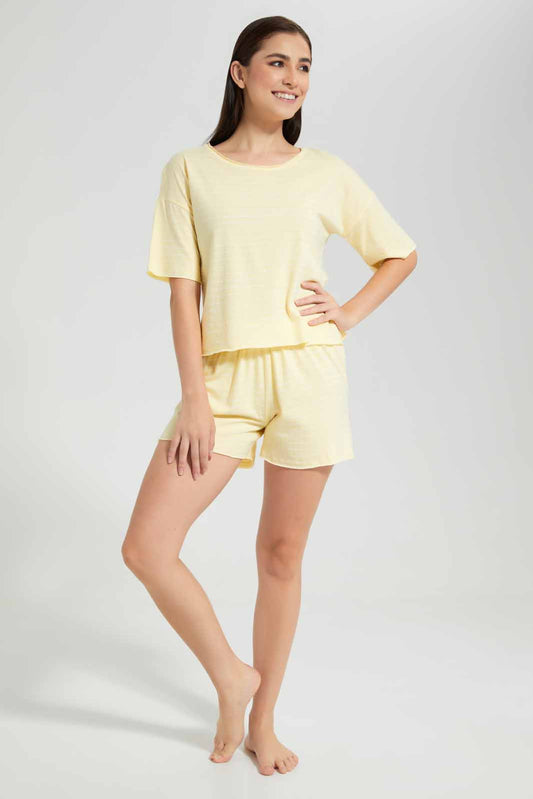 Yellow and White Striped Cami Set (2 Piece)