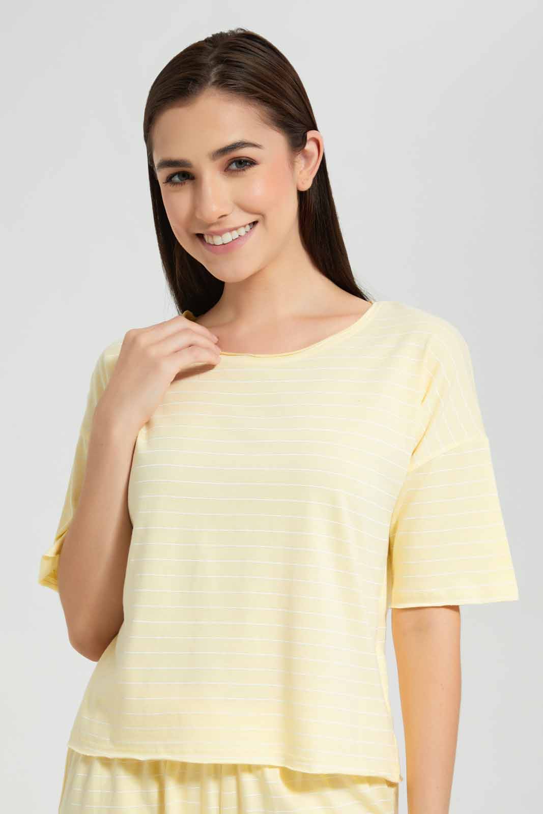 Yellow and White Striped Cami Set (2 Piece)