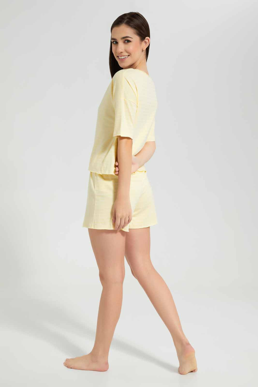 Yellow and White Striped Cami Set (2 Piece)