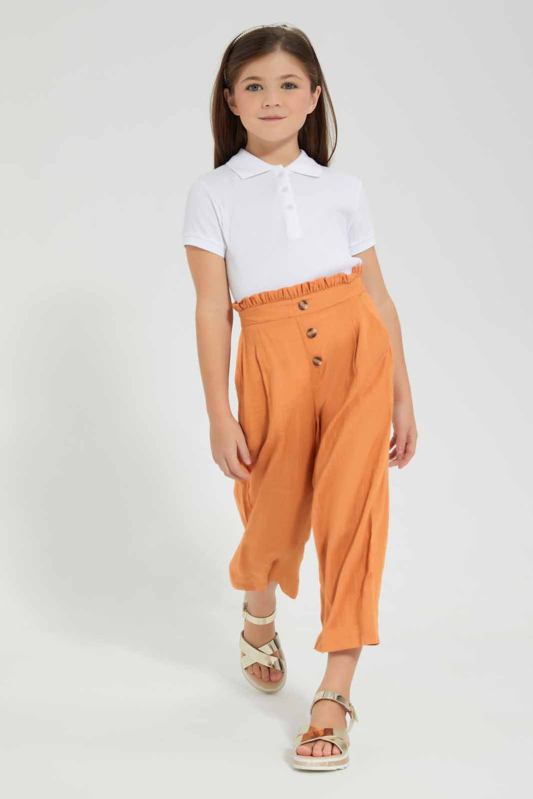 Redtag-Beige-Wide-Leg-Plain-Trousers-Category:Trousers,-Colour:Beige,-Filter:Girls-(2-to-8-Yrs),-Girls-Trousers,-New-In,-New-In-GIR,-Non-Sale,-S22D,-Section:Kidswear-Girls-