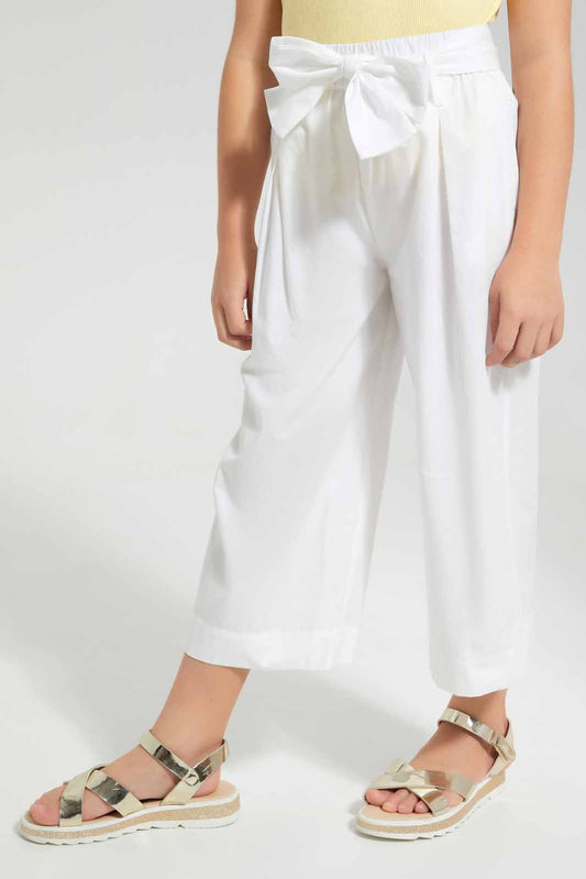 Redtag-White-Wide-Leg-Plain-Trousers-With-Belt-Category:Trousers,-Colour:White,-Filter:Girls-(2-to-8-Yrs),-Girls-Trousers,-New-In,-New-In-GIR,-Non-Sale,-S22D,-Section:Kidswear-Girls-
