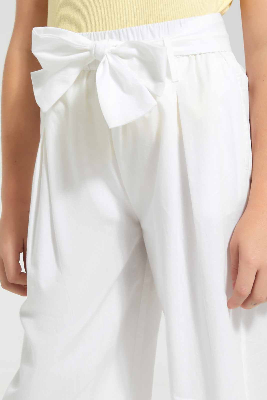 Redtag-White-Wide-Leg-Plain-Trousers-With-Belt-Category:Trousers,-Colour:White,-Filter:Girls-(2-to-8-Yrs),-Girls-Trousers,-New-In,-New-In-GIR,-Non-Sale,-S22D,-Section:Kidswear-Girls-