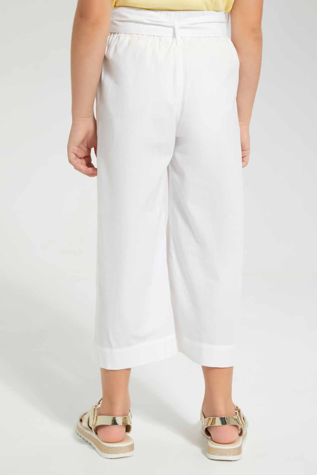 Redtag-White-Wide-Leg-Plain-Trousers-With-Belt-Category:Trousers,-Colour:White,-Filter:Girls-(2-to-8-Yrs),-Girls-Trousers,-New-In,-New-In-GIR,-Non-Sale,-S22D,-Section:Kidswear-Girls-