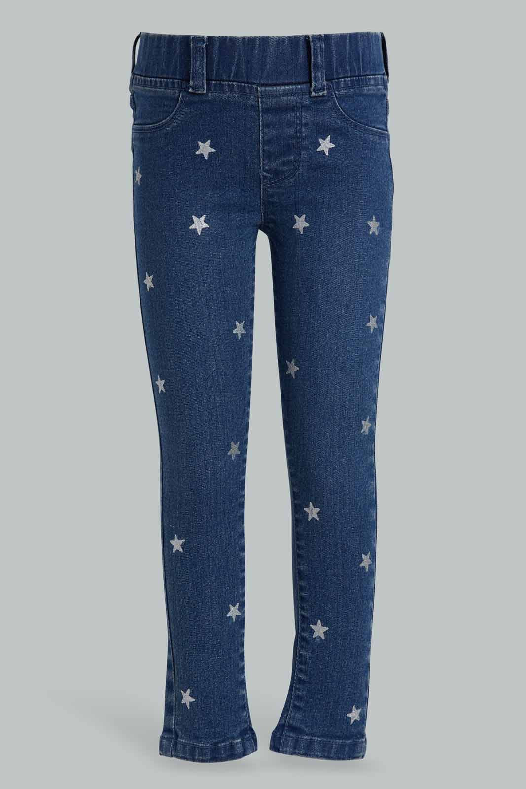 Redtag-Navy-Star-Print-Jeggings-For-Girls-APL,-Category:Jeans,-Colour:Navy,-Deals:New-In,-Filter:Girls-(2-to-8-Yrs),-GIR-Jeans,-New-In-GIR-APL,-Non-Sale,-S22D,-Section:Girls-(0-to-14Yrs)-Girls-2 to 8 Years