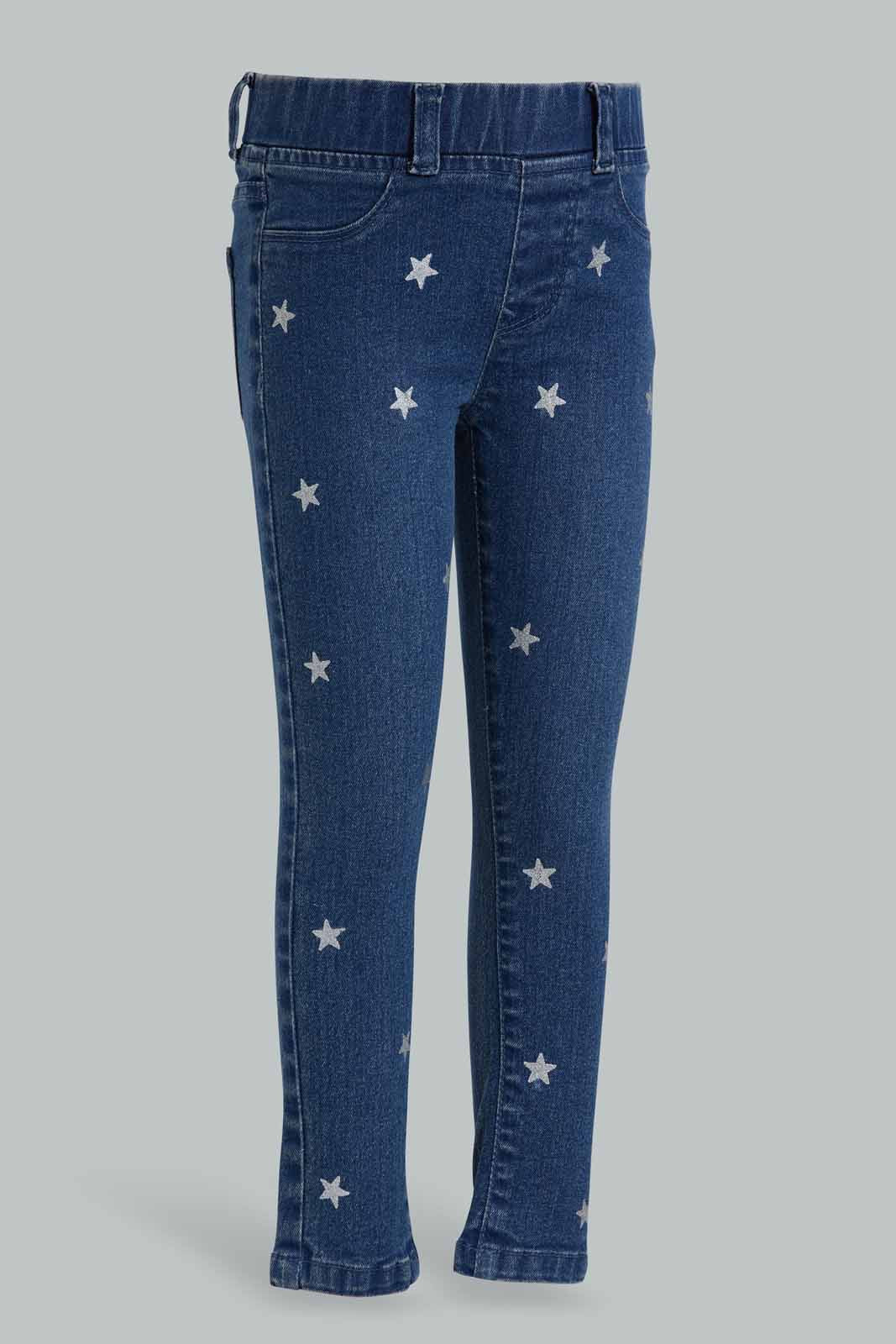 Redtag-Navy-Star-Print-Jeggings-For-Girls-APL,-Category:Jeans,-Colour:Navy,-Deals:New-In,-Filter:Girls-(2-to-8-Yrs),-GIR-Jeans,-New-In-GIR-APL,-Non-Sale,-S22D,-Section:Girls-(0-to-14Yrs)-Girls-2 to 8 Years