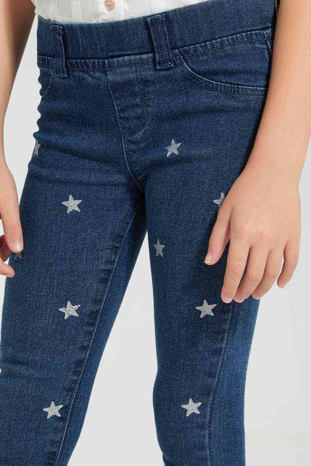 Redtag-Navy-Star-Print-Jeggings-For-Girls-APL,-Category:Jeans,-Colour:Navy,-Deals:New-In,-Filter:Girls-(2-to-8-Yrs),-GIR-Jeans,-New-In-GIR-APL,-Non-Sale,-S22D,-Section:Girls-(0-to-14Yrs)-Girls-2 to 8 Years