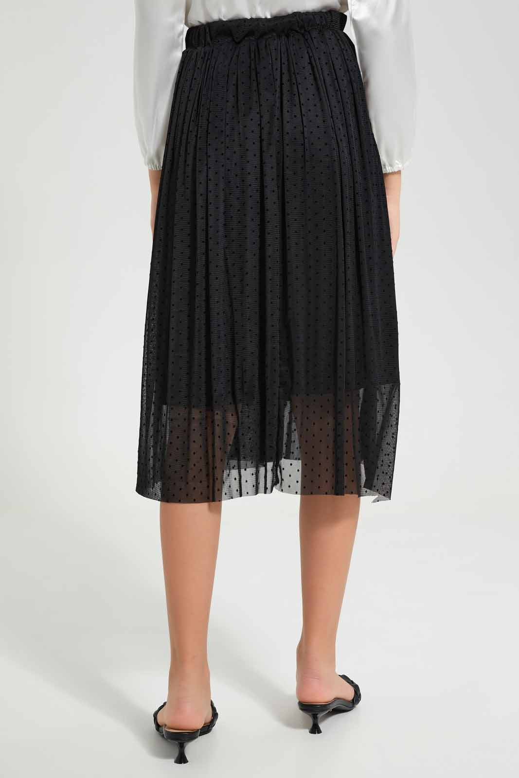 Redtag-Black-Flock-Dobby-Tulle-Skirts-Category:Skirts,-Colour:Black,-Deals:New-In,-Festive,-Filter:Senior-Girls-(9-to-14-Yrs),-GSR-Skirts,-New-In-GSR-APL,-Non-Sale,-Section:Girls-(0-to-14Yrs),-W22O-Senior-Girls-9 to 14 Years