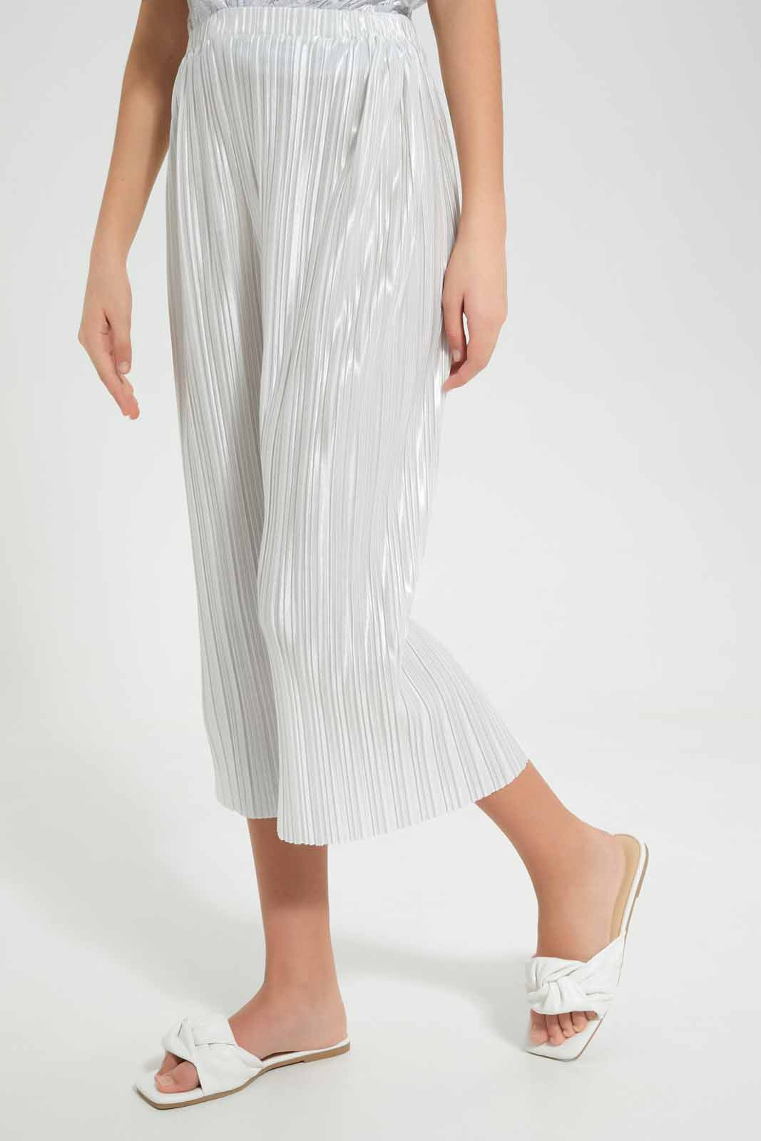 Redtag-Silver-Mettalic-Culottes-Category:Trousers,-Colour:Silver,-Deals:New-In,-Festive,-Filter:Senior-Girls-(9-to-14-Yrs),-GSR-Trousers,-New-In-GSR-APL,-Non-Sale,-Section:Girls-(0-to-14Yrs),-W22O-Senior-Girls-9 to 14 Years