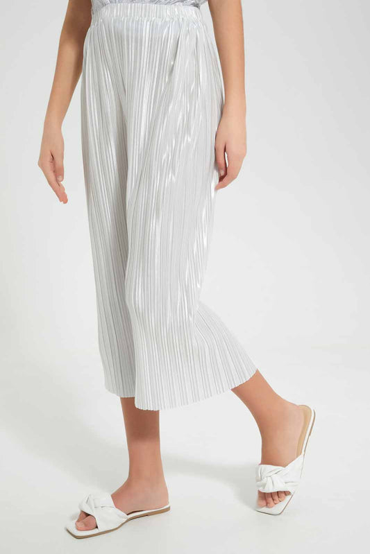 Redtag-Silver-Mettalic-Culottes-Category:Trousers,-Colour:Silver,-Deals:New-In,-Festive,-Filter:Senior-Girls-(9-to-14-Yrs),-GSR-Trousers,-New-In-GSR-APL,-Non-Sale,-Section:Girls-(0-to-14Yrs),-W22O-Senior-Girls-9 to 14 Years