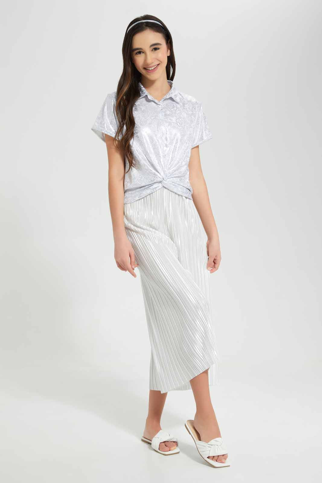 Redtag-Silver-Mettalic-Culottes-Category:Trousers,-Colour:Silver,-Deals:New-In,-Festive,-Filter:Senior-Girls-(9-to-14-Yrs),-GSR-Trousers,-New-In-GSR-APL,-Non-Sale,-Section:Girls-(0-to-14Yrs),-W22O-Senior-Girls-9 to 14 Years