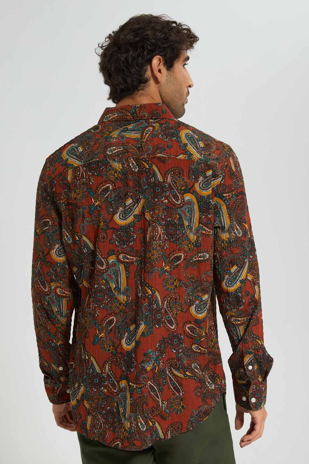 Redtag-Brown-Printed-Paisley-Print-Shirt-Category:Shirts,-Colour:Brown,-Deals:New-In,-Festive,-Filter:Men's-Clothing,-Men-Shirts,-New-In-Men-APL,-Non-Sale,-Section:Men,-W22O-Men's-
