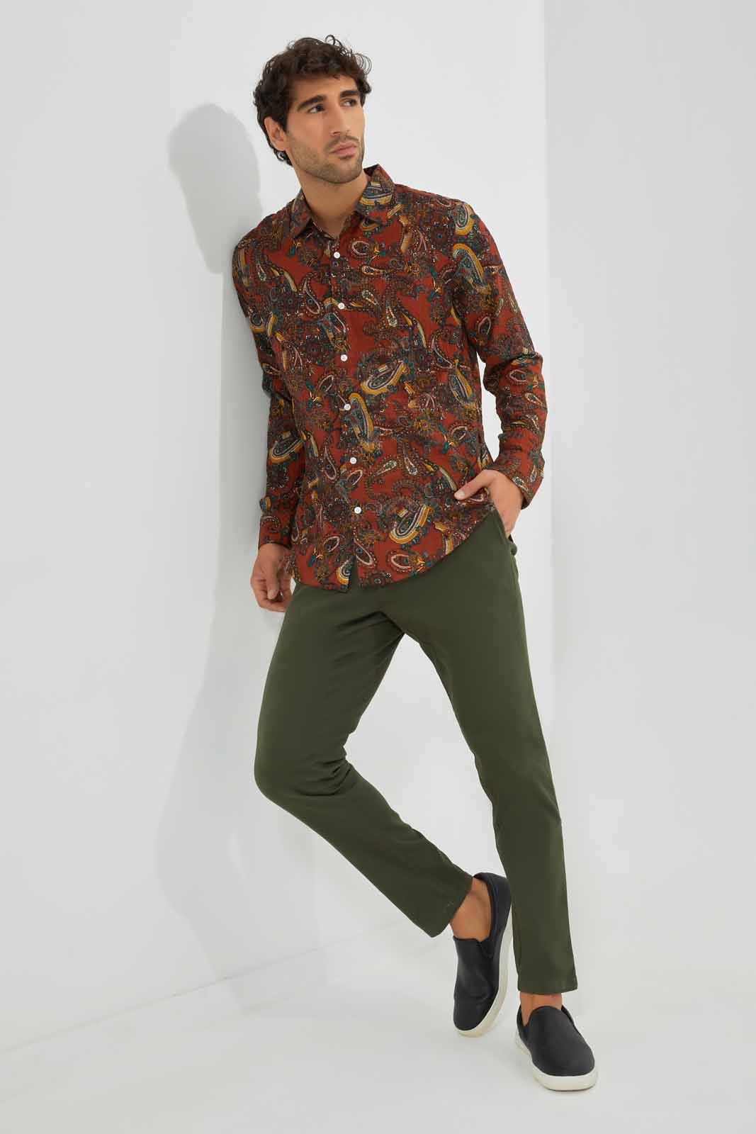Redtag-Brown-Printed-Paisley-Print-Shirt-Category:Shirts,-Colour:Brown,-Deals:New-In,-Festive,-Filter:Men's-Clothing,-Men-Shirts,-New-In-Men-APL,-Non-Sale,-Section:Men,-W22O-Men's-