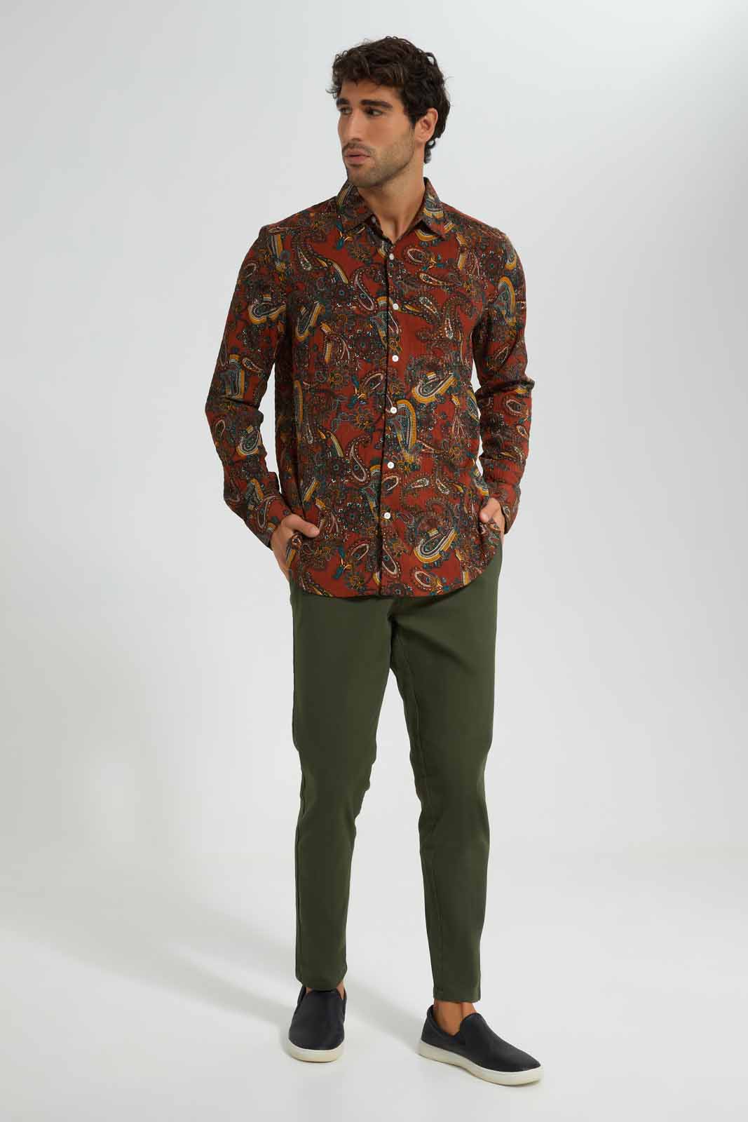 Redtag-Brown-Printed-Paisley-Print-Shirt-Category:Shirts,-Colour:Brown,-Deals:New-In,-Festive,-Filter:Men's-Clothing,-Men-Shirts,-New-In-Men-APL,-Non-Sale,-Section:Men,-W22O-Men's-