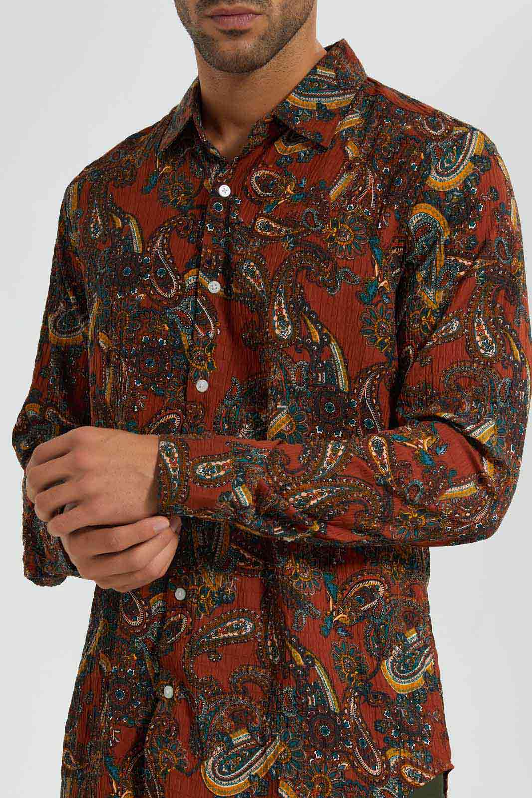 Redtag-Brown-Printed-Paisley-Print-Shirt-Category:Shirts,-Colour:Brown,-Deals:New-In,-Festive,-Filter:Men's-Clothing,-Men-Shirts,-New-In-Men-APL,-Non-Sale,-Section:Men,-W22O-Men's-
