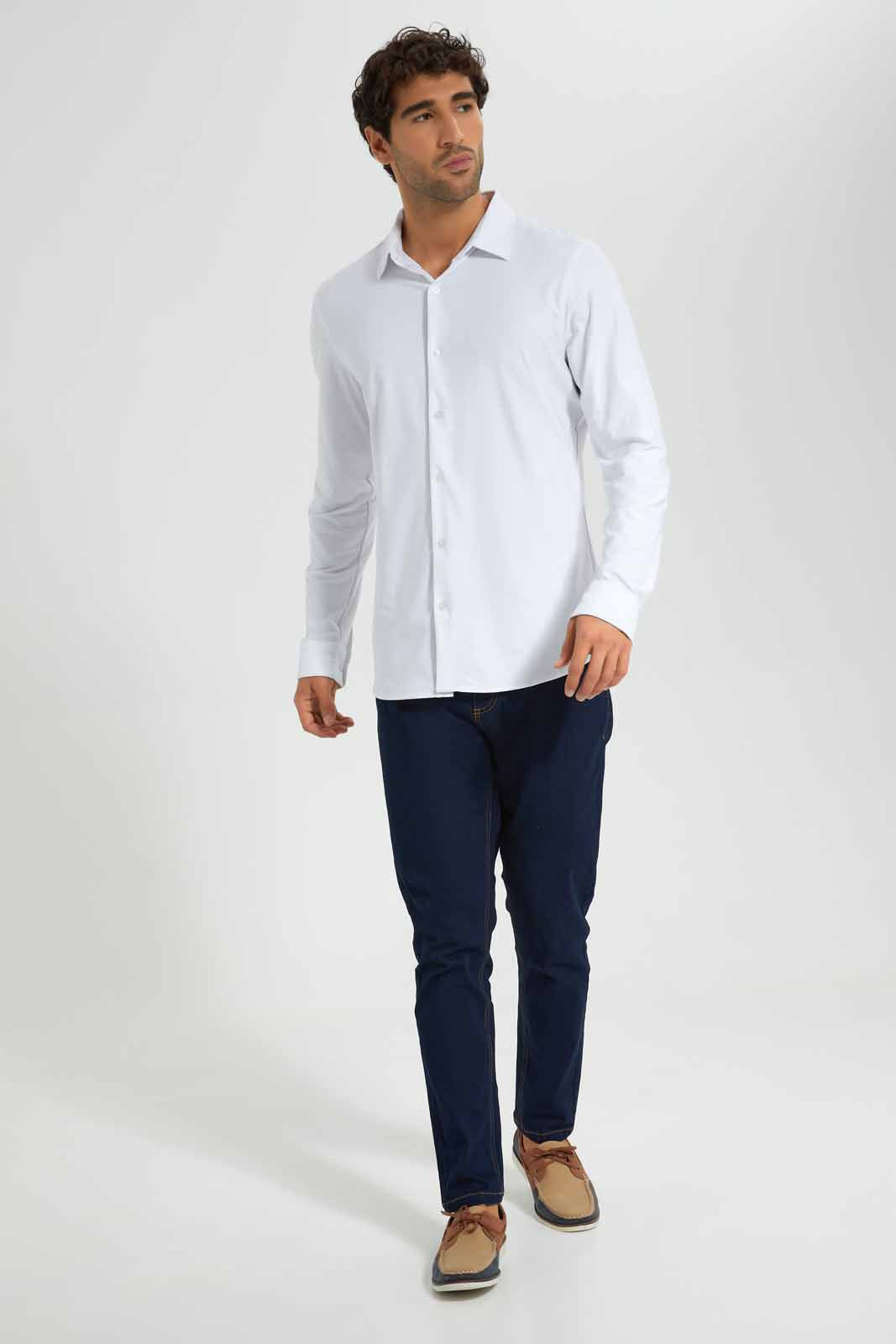 Redtag-White-Dobby-Fabric-Shirt-With-Spandex-Category:Shirts,-Colour:White,-Deals:New-In,-Festive,-Filter:Men's-Clothing,-Men-Shirts,-New-In-Men-APL,-Non-Sale,-Section:Men,-W22O-Men's-