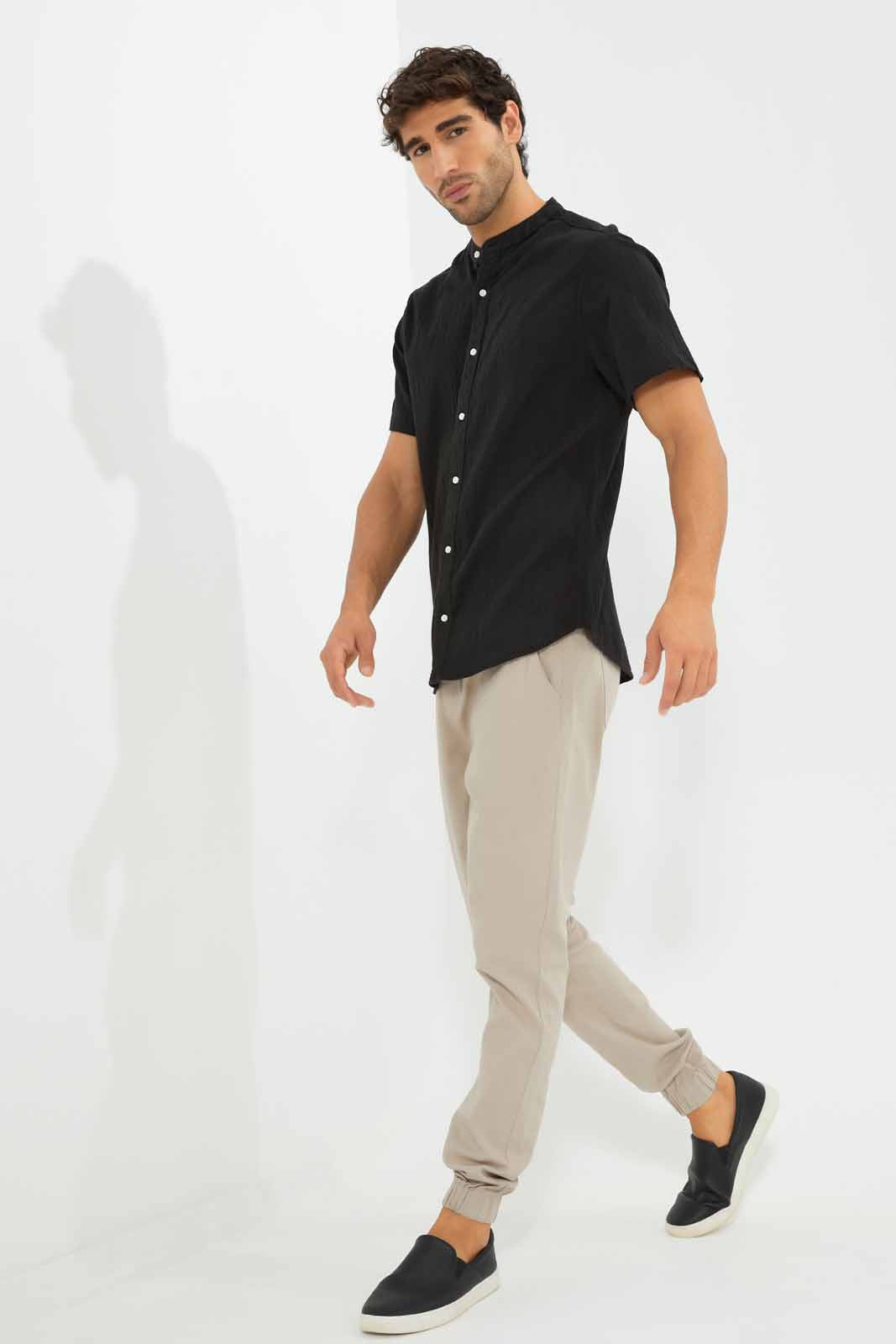 Redtag-Black-Short-Sleeve-Shirt-Category:Shirts,-Colour:Black,-Deals:New-In,-EID,-Filter:Men's-Clothing,-Men-Shirts,-New-In-Men,-Non-Sale,-Section:Men,-W22O-Men's-