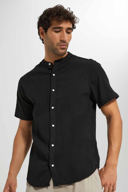 Redtag-Black-Short-Sleeve-Shirt-Category:Shirts,-Colour:Black,-Deals:New-In,-EID,-Filter:Men's-Clothing,-Men-Shirts,-New-In-Men,-Non-Sale,-Section:Men,-W22O-Men's-