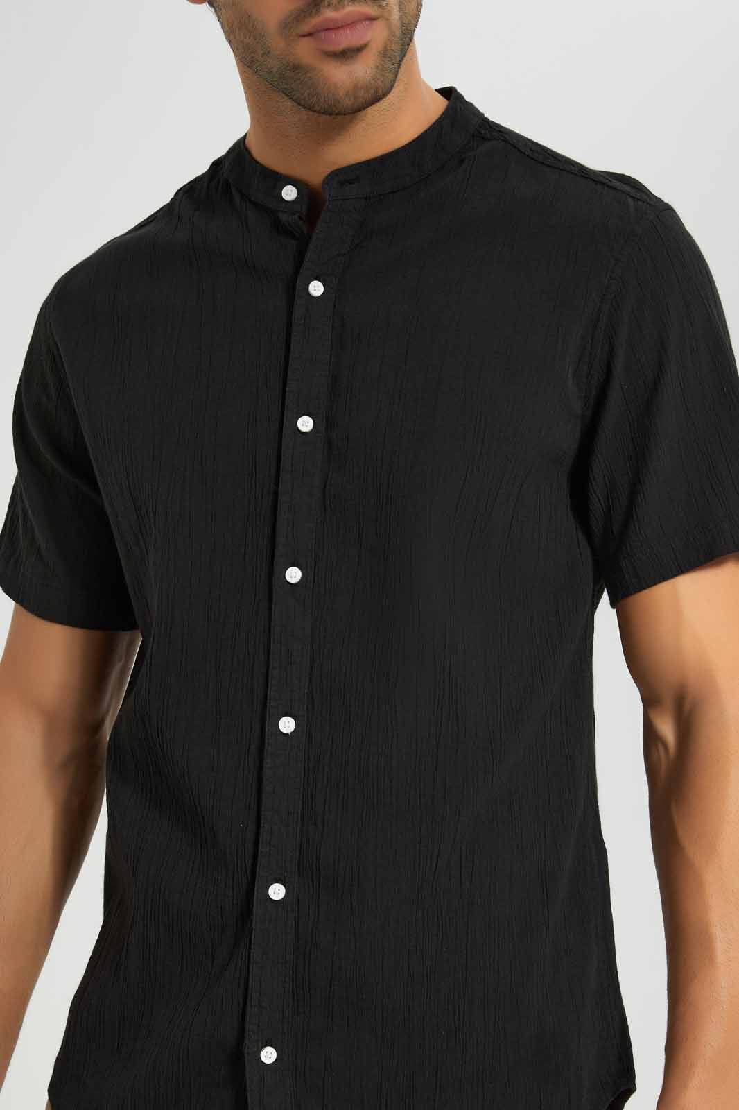 Redtag-Black-Short-Sleeve-Shirt-Category:Shirts,-Colour:Black,-Deals:New-In,-EID,-Filter:Men's-Clothing,-Men-Shirts,-New-In-Men,-Non-Sale,-Section:Men,-W22O-Men's-