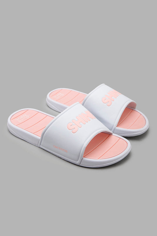 Redtag-White-Emblossed-Print-Slide-Category:Flip-Flops,-Colour:White,-Filter:Girls-Footwear-(5-to-14-Yrs),-GSR-Flip-Flops,-New-In,-New-In-GSR-FOO,-Non-Sale,-Section:Girls-(0-to-14Yrs),-W22O-Senior-Girls-5 to 14 Years