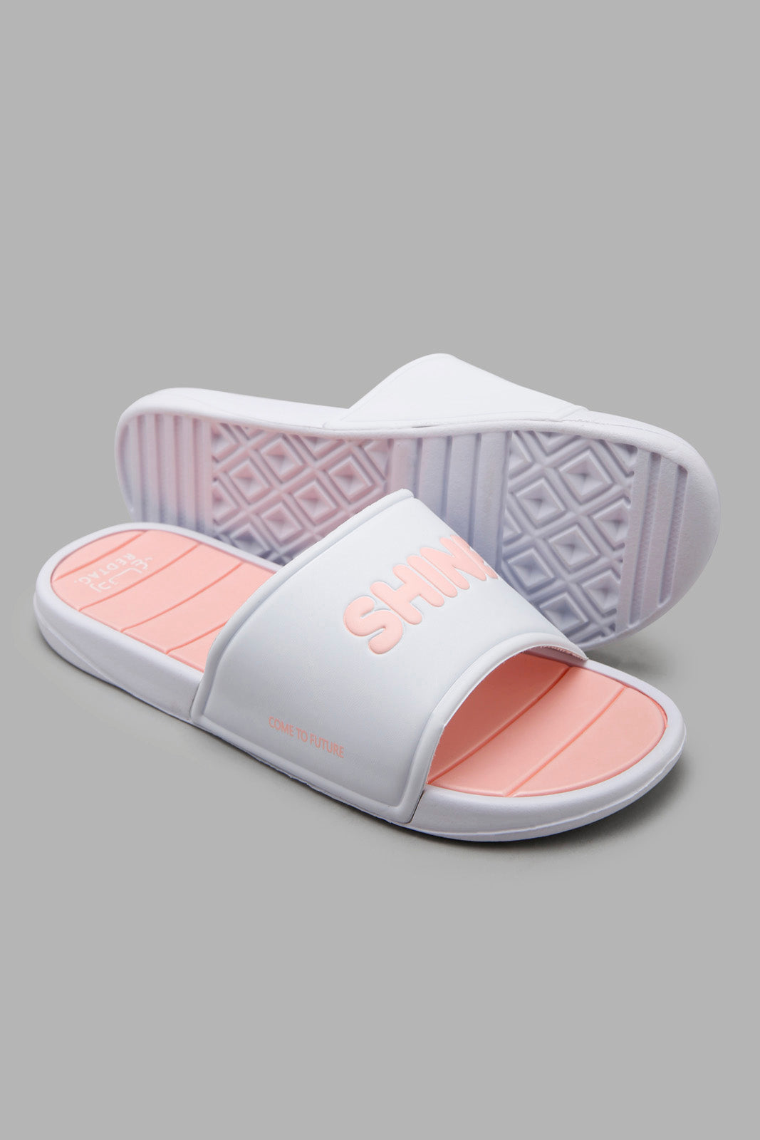 Redtag-White-Emblossed-Print-Slide-Category:Flip-Flops,-Colour:White,-Filter:Girls-Footwear-(5-to-14-Yrs),-GSR-Flip-Flops,-New-In,-New-In-GSR-FOO,-Non-Sale,-Section:Girls-(0-to-14Yrs),-W22O-Senior-Girls-5 to 14 Years