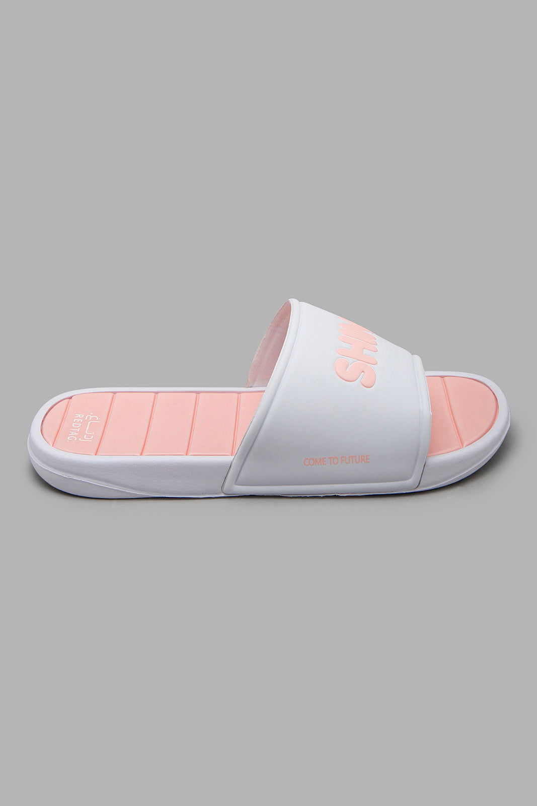 Redtag-White-Emblossed-Print-Slide-Category:Flip-Flops,-Colour:White,-Filter:Girls-Footwear-(5-to-14-Yrs),-GSR-Flip-Flops,-New-In,-New-In-GSR-FOO,-Non-Sale,-Section:Girls-(0-to-14Yrs),-W22O-Senior-Girls-5 to 14 Years