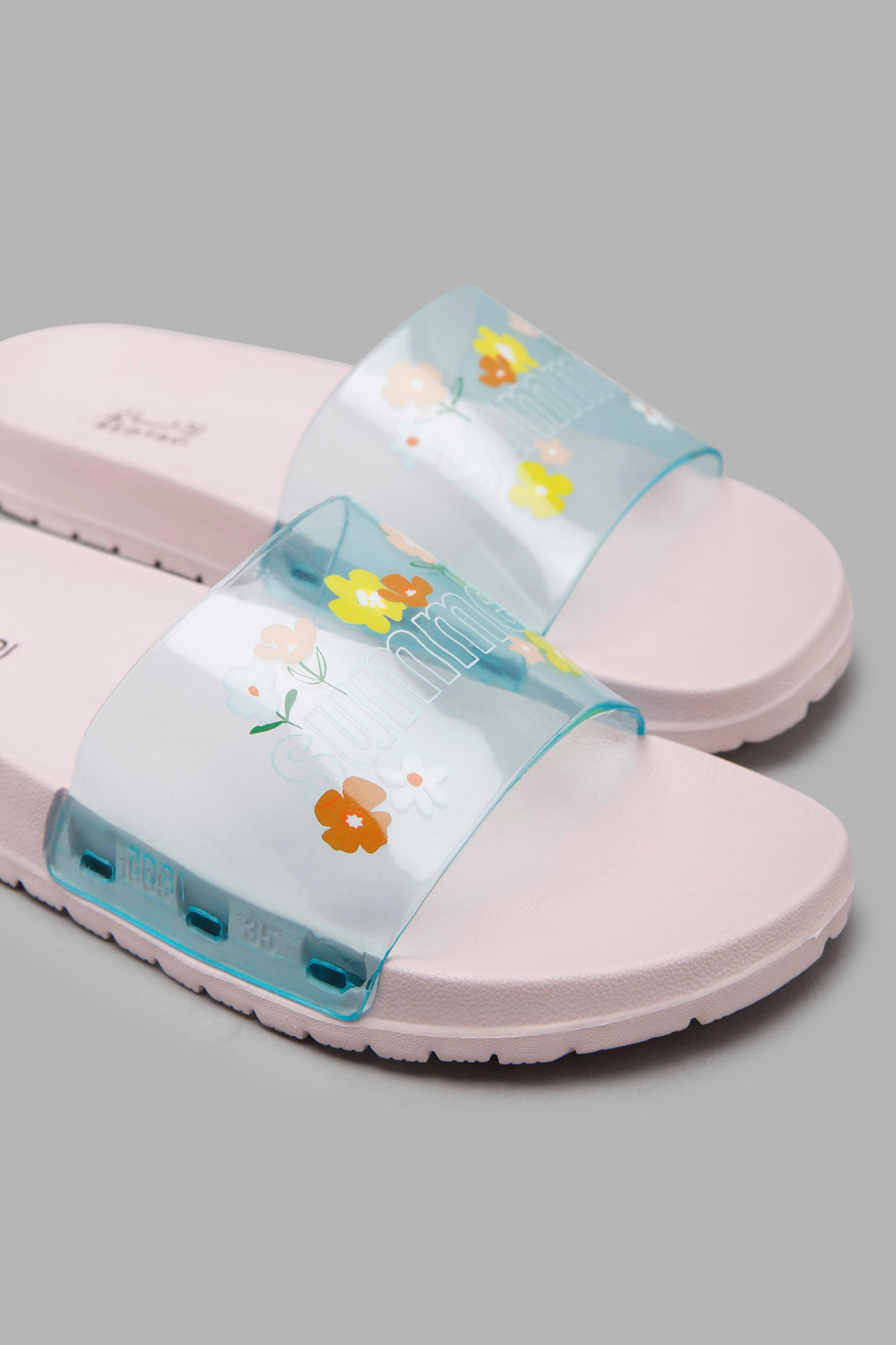 Redtag-Pale-Pink-Flower-Print-Slide-Category:Flip-Flops,-Colour:Pink,-Filter:Girls-Footwear-(5-to-14-Yrs),-GSR-Flip-Flops,-New-In,-New-In-GSR-FOO,-Non-Sale,-Section:Girls-(0-to-14Yrs),-W22O-Senior-Girls-5 to 14 Years