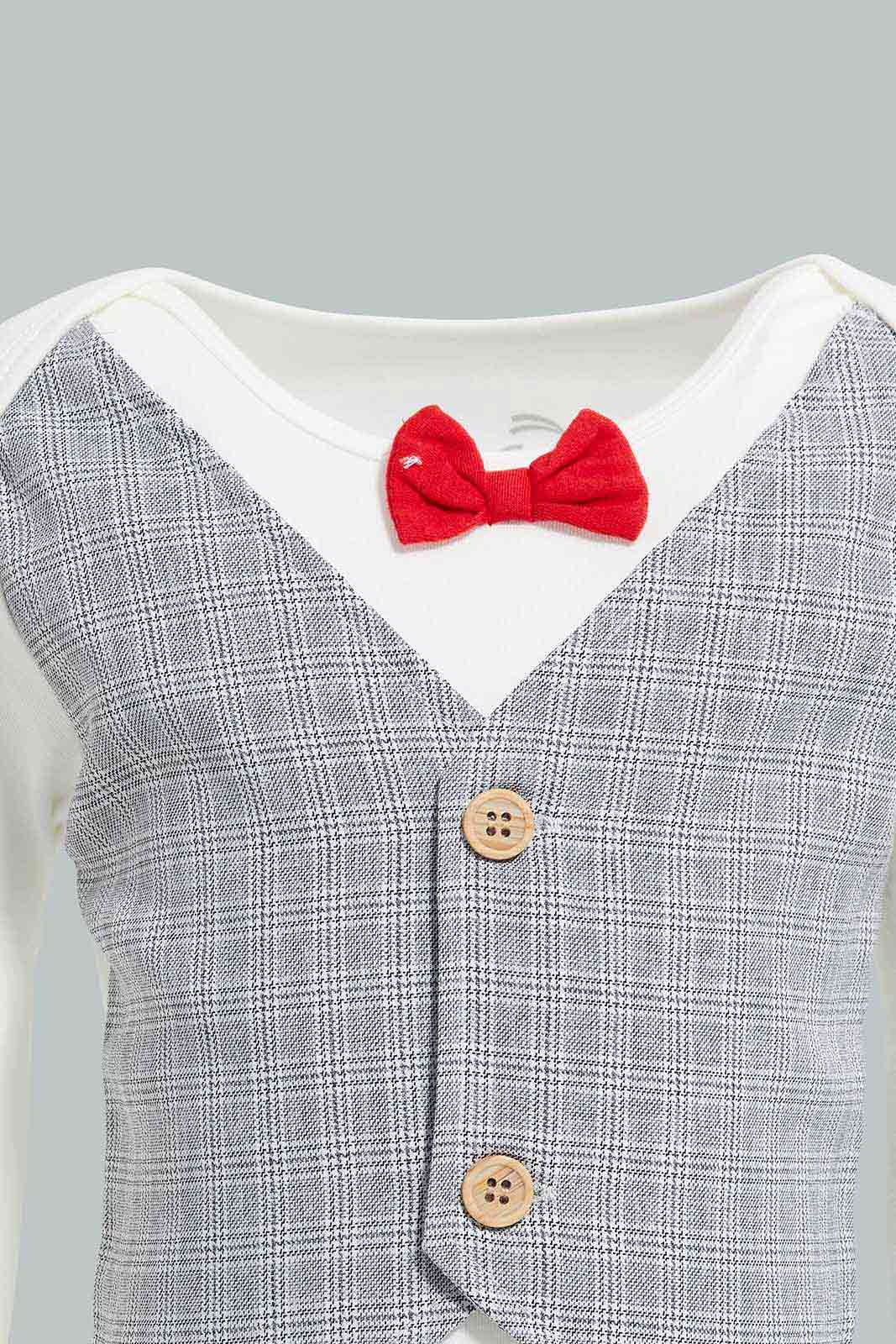 Redtag-Grey-And-White-Waist-Coat-T-Shirt-With-Trouser-APL,-Category:Sleepsuits,-Colour:Grey,-Deals:New-In,-Festive,-Filter:Baby-(0-to-12-Mths),-NBB-Sleepsuits,-New-In-NBB-APL,-Non-Sale,-Section:Boys-(0-to-14Yrs),-W22O-Baby-0 to 12 Months