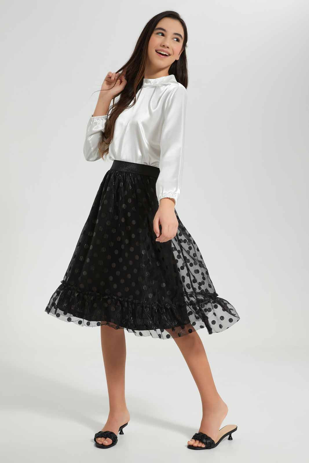 Redtag-White-Dobby-Tulle-Skirts-Category:Skirts,-Colour:White,-Deals:New-In,-Festive,-Filter:Senior-Girls-(9-to-14-Yrs),-GSR-Skirts,-New-In-GSR-APL,-Non-Sale,-Section:Girls-(0-to-14Yrs),-W22O-Senior-Girls-9 to 14 Years