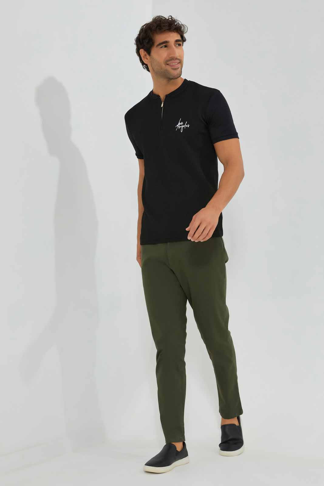 Redtag-Black-Zip-Placket-T-Shirt-Category:T-Shirts,-Colour:Black,-Deals:New-In,-EID,-Filter:Men's-Clothing,-Men-T-Shirts,-New-In-Men,-Non-Sale,-Section:Men,-W22O-Men's-