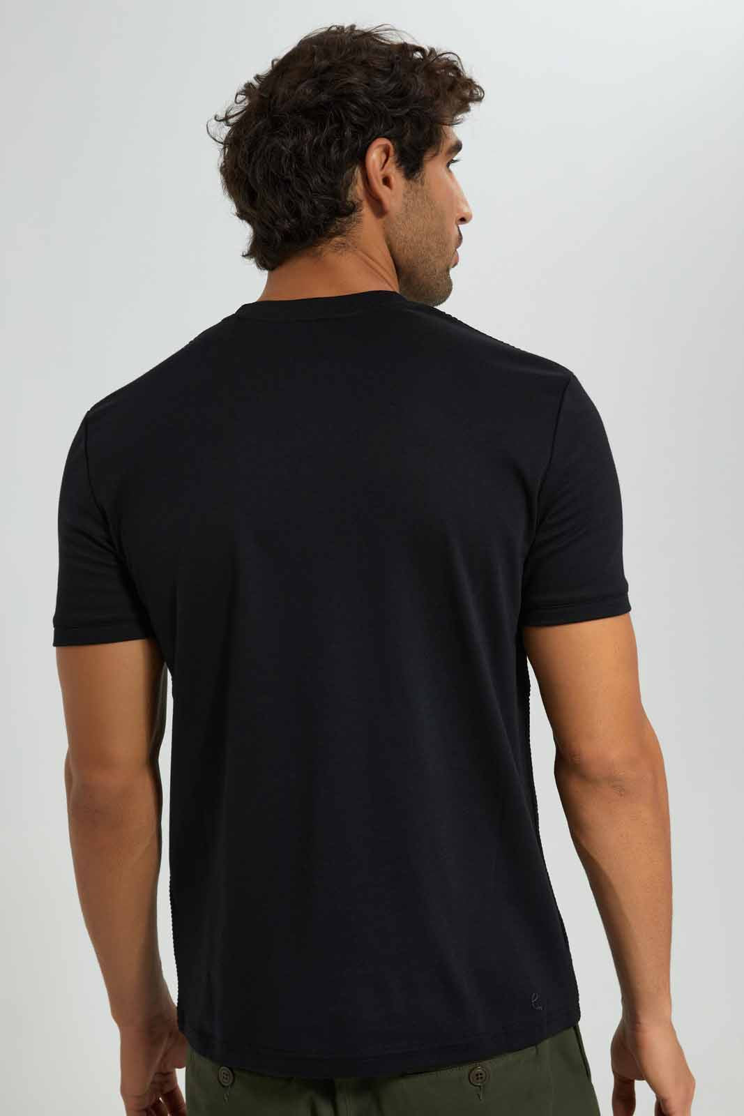 Redtag-Black-Zip-Placket-T-Shirt-Category:T-Shirts,-Colour:Black,-Deals:New-In,-EID,-Filter:Men's-Clothing,-Men-T-Shirts,-New-In-Men,-Non-Sale,-Section:Men,-W22O-Men's-