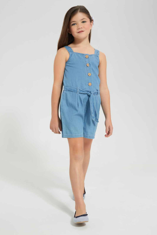 Redtag-Blue-Denim-Jump-Suit-With-Belt-Category:Jumpsuits,-Colour:Blue,-Filter:Girls-(2-to-8-Yrs),-Girls-Jumpsuits,-New-In,-New-In-GIR,-Non-Sale,-S22D,-Section:Kidswear-Girls-
