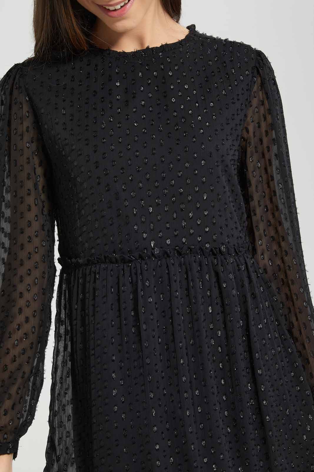 Redtag-Black-Dobby-Lurex-Dress-Category:Dresses,-Colour:Black,-Deals:New-In,-Festive,-Filter:Senior-Girls-(9-to-14-Yrs),-GSR-Dresses,-New-In-GSR-APL,-Non-Sale,-Section:Girls-(0-to-14Yrs),-W22O-Senior-Girls-9 to 14 Years
