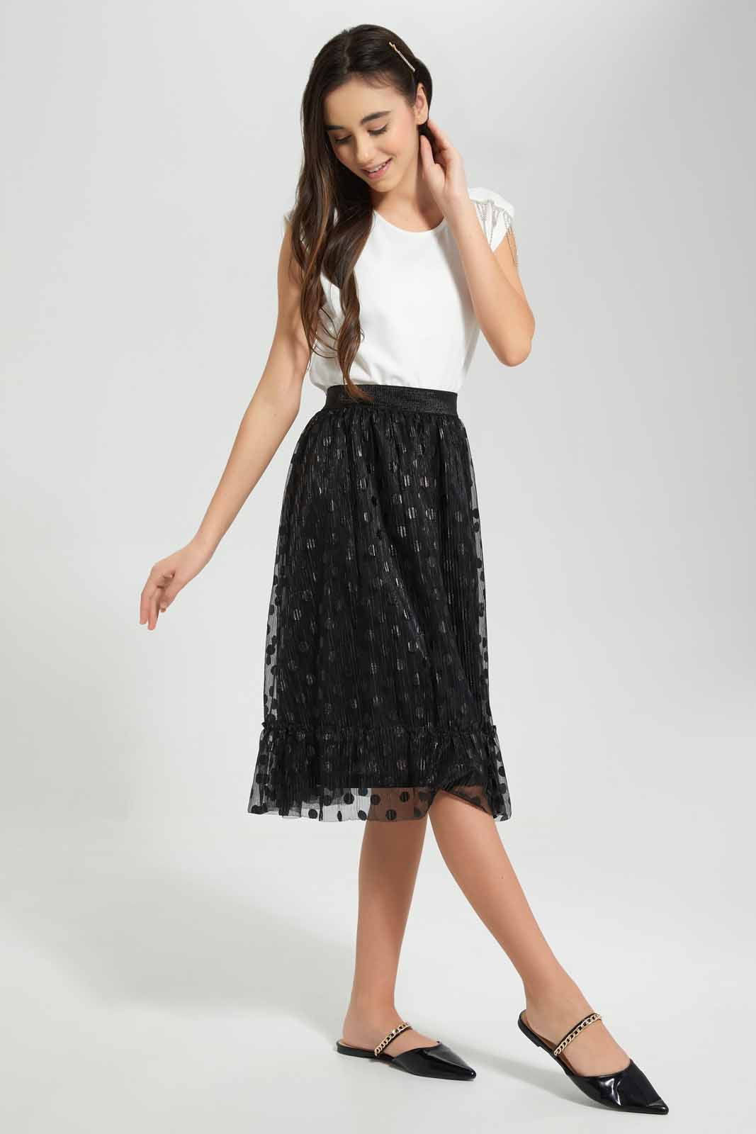 Redtag-White-Overlay-Top-With-Studs-Category:Blouses,-Colour:White,-Deals:New-In,-Festive,-Filter:Senior-Girls-(9-to-14-Yrs),-GSR-Blouses,-New-In-GSR-APL,-Non-Sale,-Section:Girls-(0-to-14Yrs),-W22O-Senior-Girls-9 to 14 Years