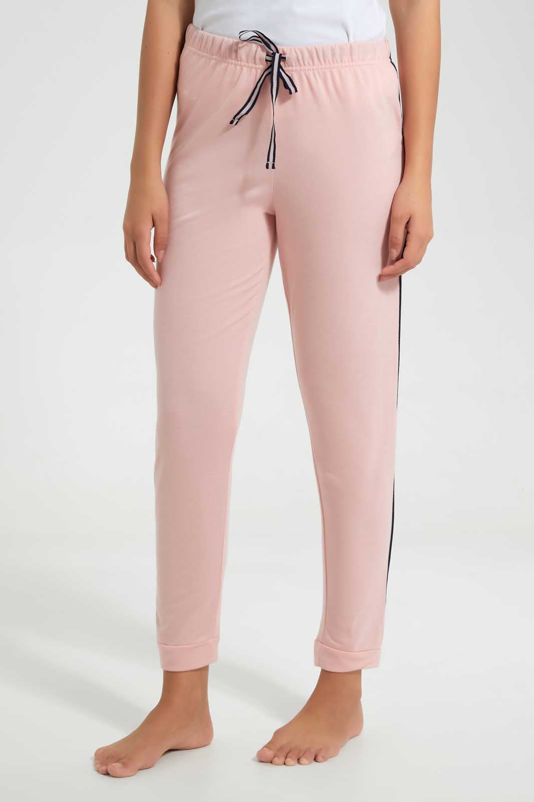 Redtag-Pink-Plain-Pyjama-Bottom-With-Side-Piping-Leggings-Women's-