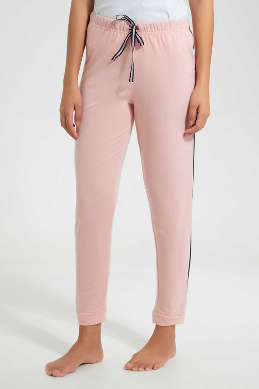Redtag-Pink-Plain-Pyjama-Bottom-With-Side-Piping-Leggings-Women's-