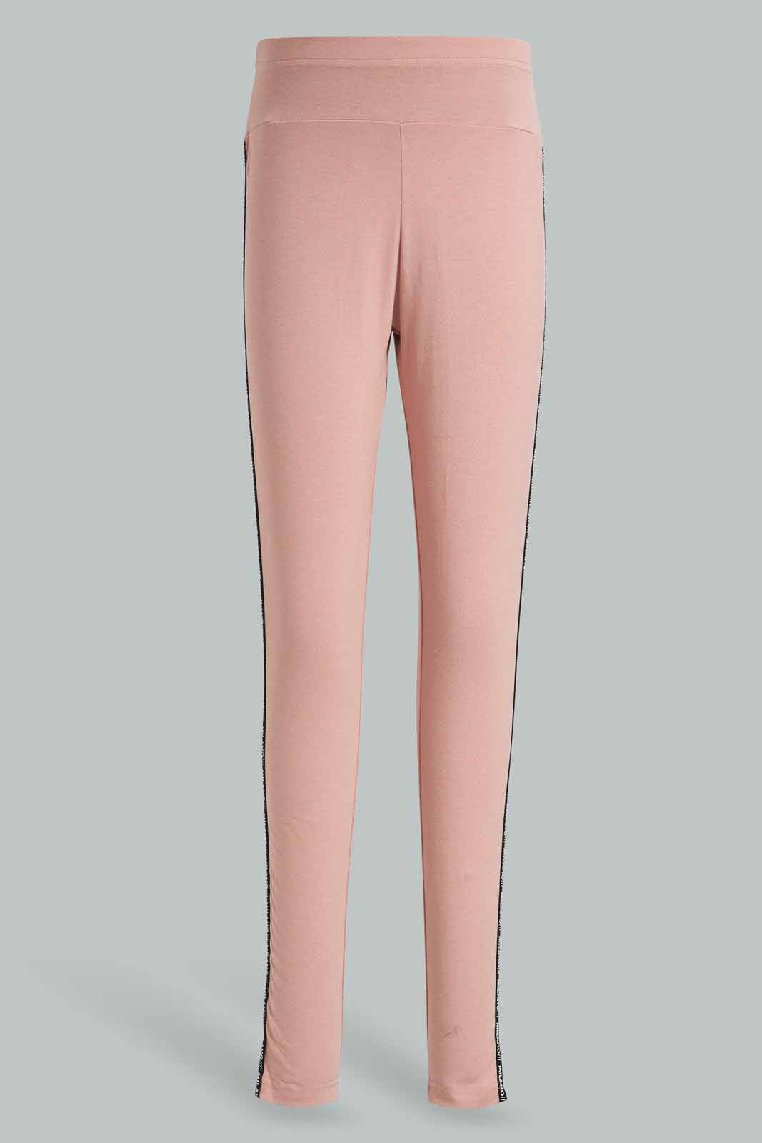 Pink Side Piping Legging For Women