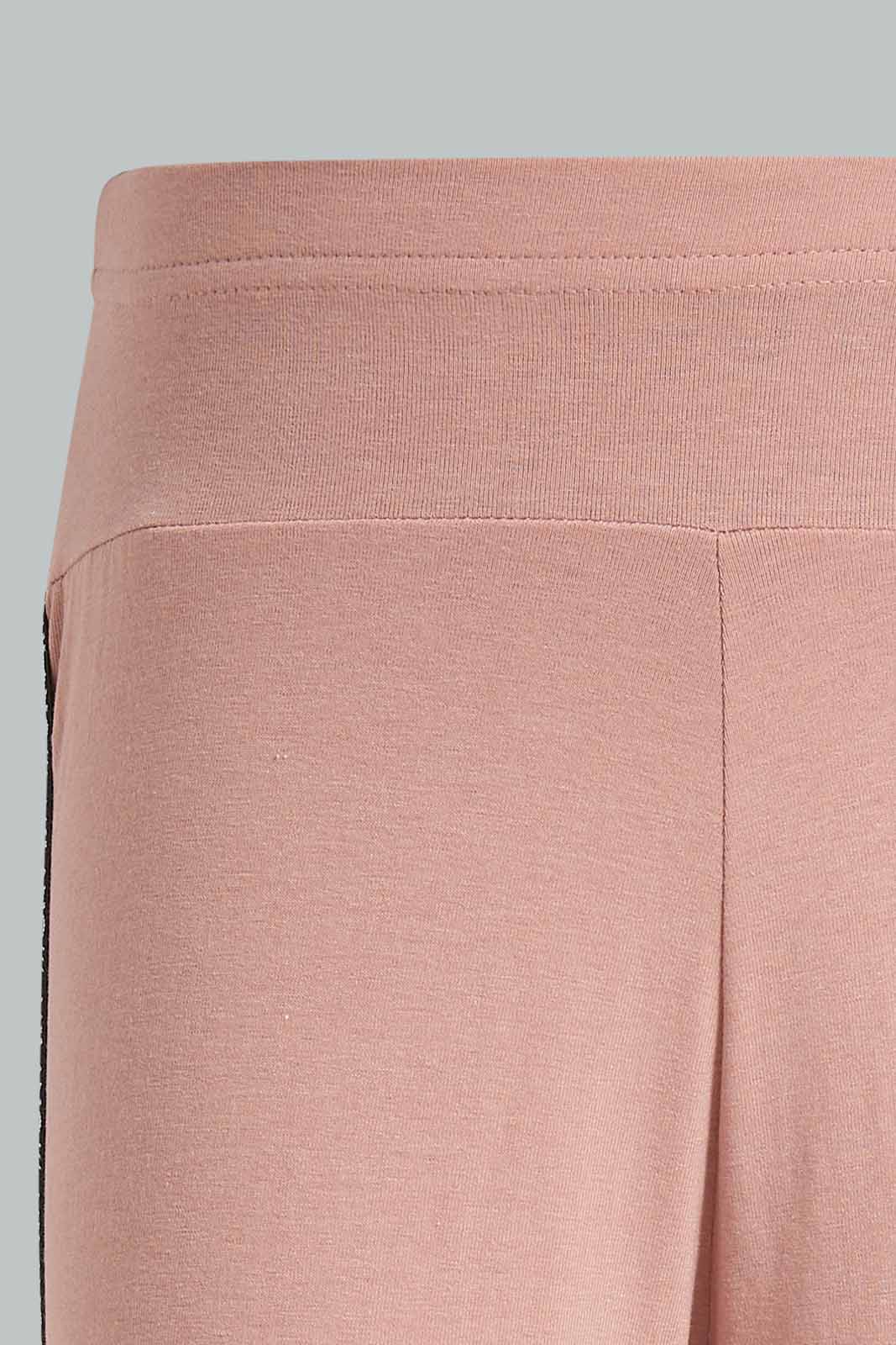 Pink Side Piping Legging For Women