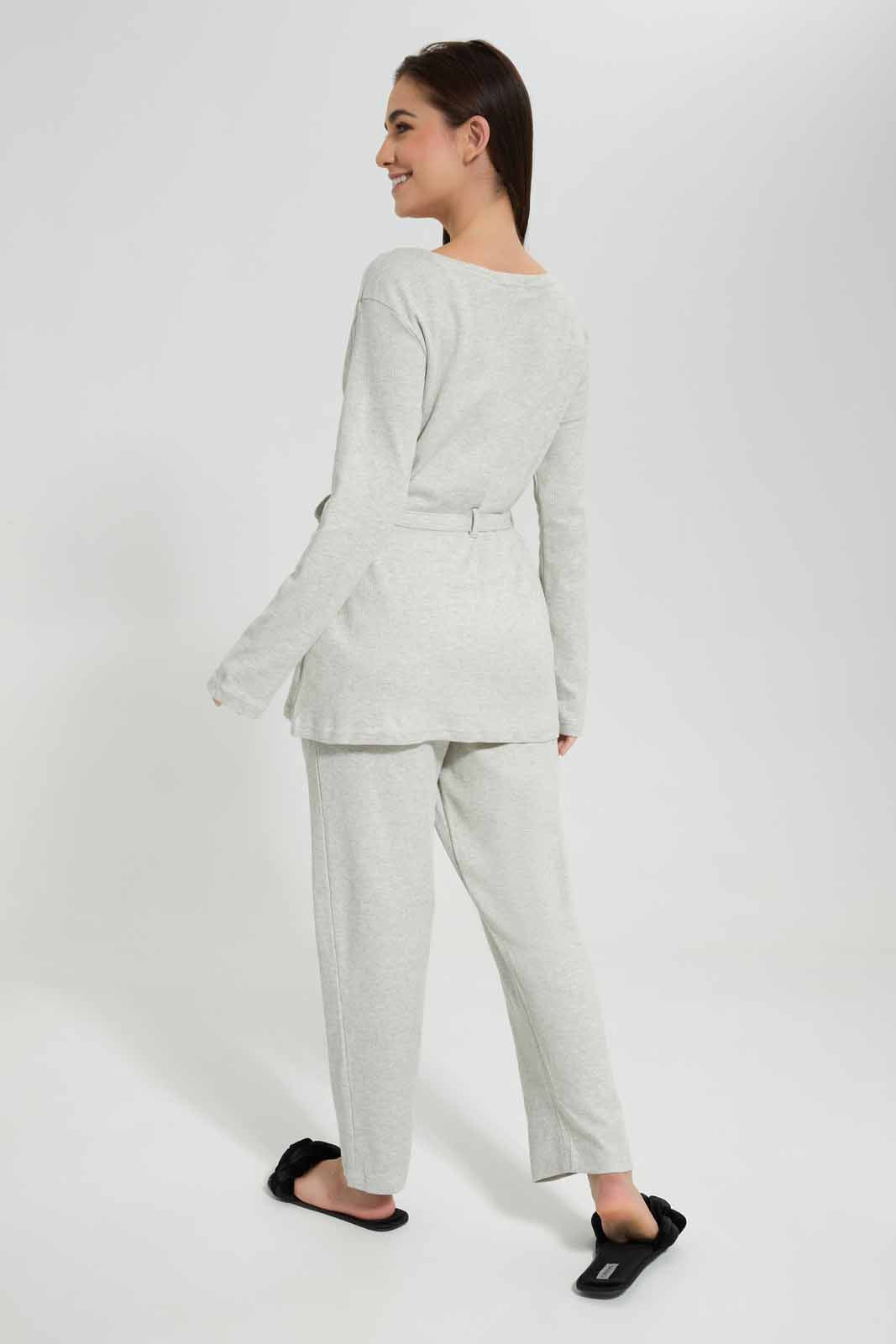 Redtag-Ecru-Plain-Strappy-Pyjama-Set-With-Robe-Category:Pyjama-Sets,-Colour:Ecru,-Deals:New-In,-Filter:Women's-Clothing,-New-In-Women,-Non-Sale,-S22D,-Section:Women,-Women-Pyjama-Sets--