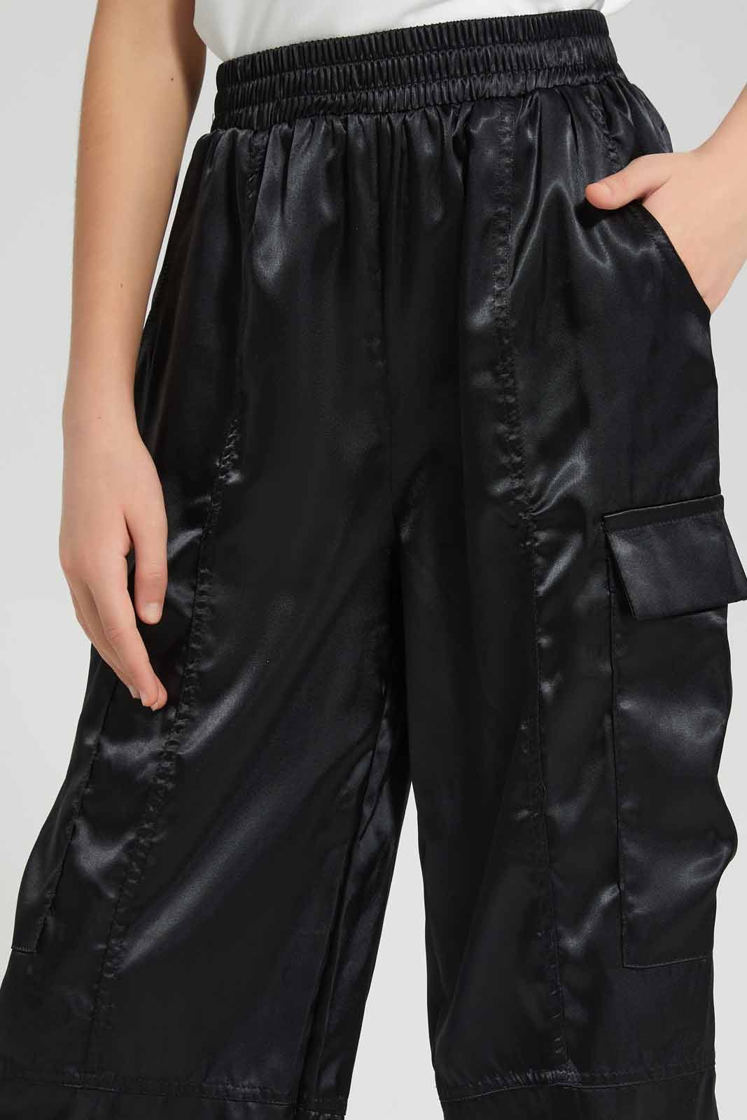 Redtag-Black-Shinny-Cargo-Pant-Category:Trousers,-Colour:Black,-Deals:New-In,-Festive,-Filter:Senior-Girls-(9-to-14-Yrs),-GSR-Trousers,-New-In-GSR-APL,-Non-Sale,-Section:Girls-(0-to-14Yrs),-W22O-Senior-Girls-9 to 14 Years