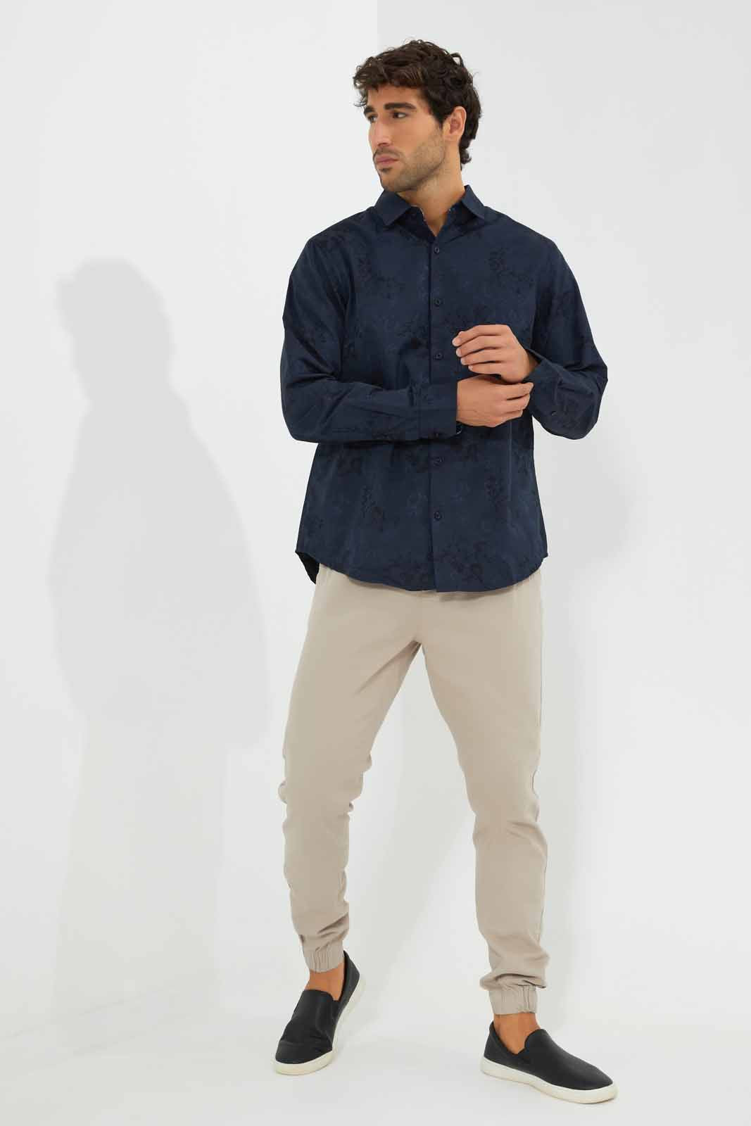 Redtag-Navy-Jacquard-Shirt-Category:Shirts,-Colour:Navy,-Deals:New-In,-Festive,-Filter:Men's-Clothing,-Men-Shirts,-New-In-Men-APL,-Non-Sale,-Section:Men,-W22O-Men's-