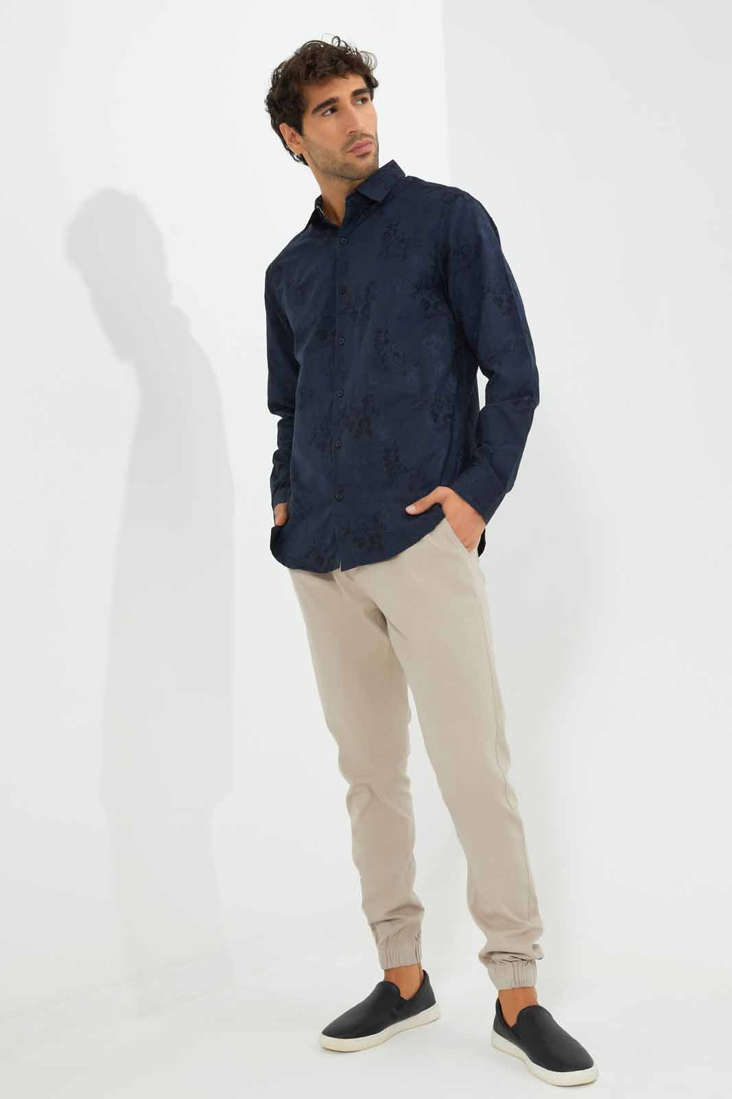 Redtag-Navy-Jacquard-Shirt-Category:Shirts,-Colour:Navy,-Deals:New-In,-Festive,-Filter:Men's-Clothing,-Men-Shirts,-New-In-Men-APL,-Non-Sale,-Section:Men,-W22O-Men's-