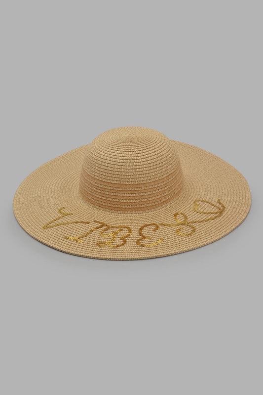 Redtag-Beige-Gold-Foil-Embellished-Hat-Category:Caps-&-Hats,-Colour:Beige,-Filter:Women's-Accessories,-New-In,-New-In-Women-ACC,-Non-Sale,-Section:Women,-W22O,-Women-Caps-&-Hats-Women-